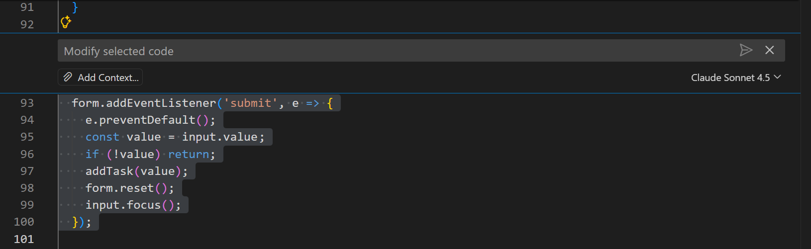 Copilot Chat のインラインチャット
